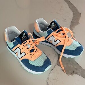 New Balance 574 Sneakers - Teal and Peach